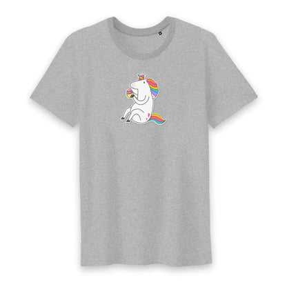 T shirt homme col rond Licorne s'assoit