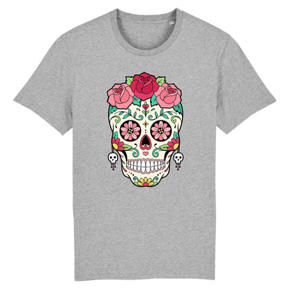 T shirt tete de mort mexicaine rose