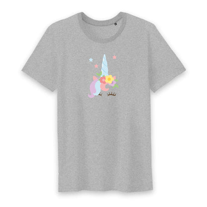 T shirt homme col rond Licorne avec fleurs