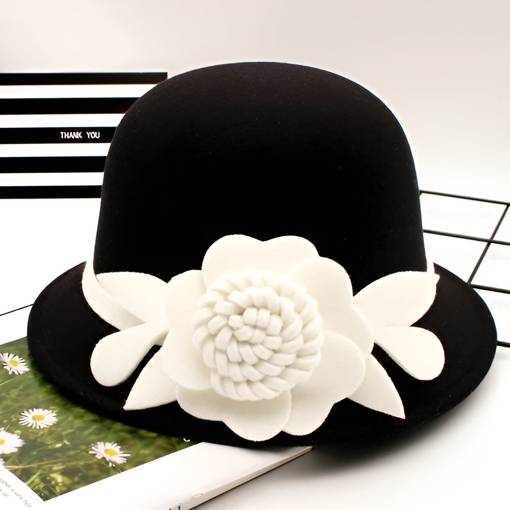 Chapeau Cloche Melon Femme Black&White