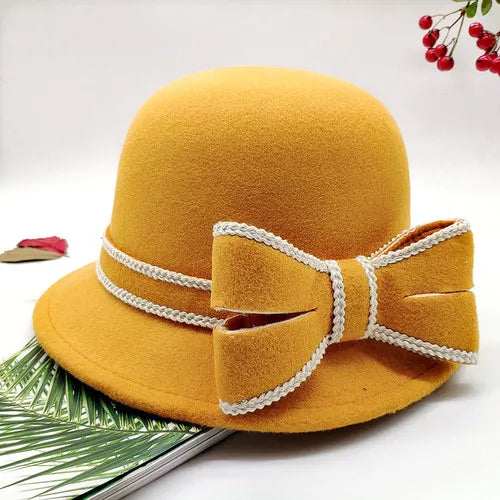 Chapeau Melon Cloche Femme Noeud Hiver - La Maison du Chapeau