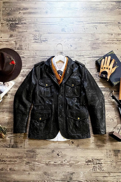 Leather tweed jacket