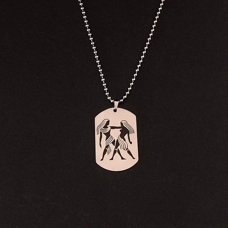 Collier pendentif signe astrologique militaire plat gravé métal - MonPendentif