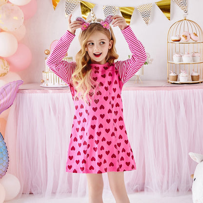 Robe Princesse Fille Cœurs Roses
