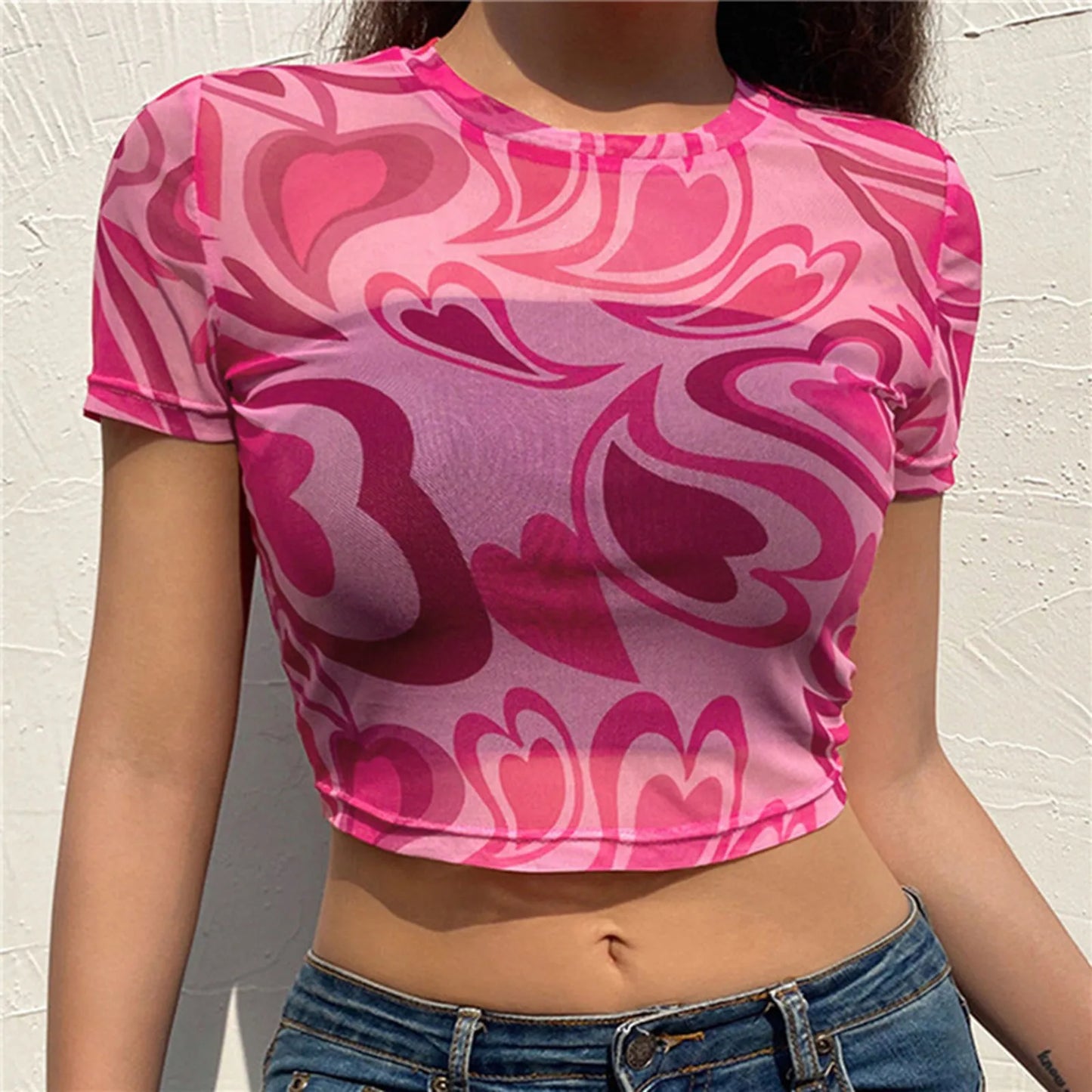 Crop top rose fluo
