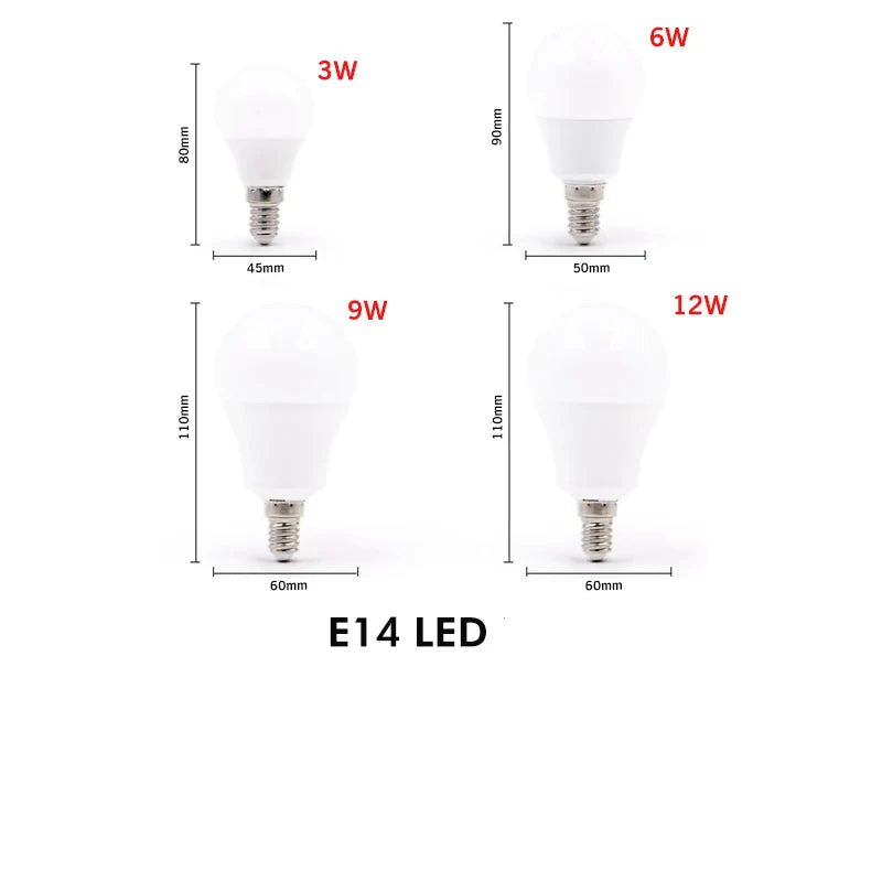 Ampoule LED Lampe de Chevet 3W 6W 9W 12W 15W 18W 20W E27 E14 220V