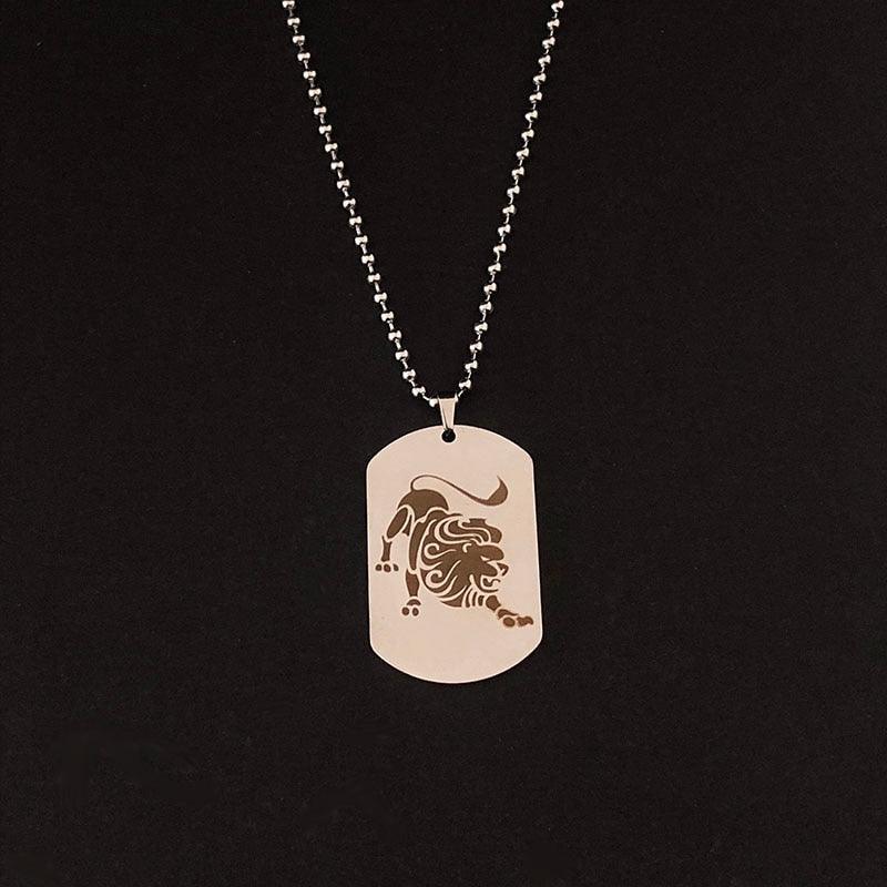Collier pendentif signe astrologique militaire plat gravé métal - MonPendentif