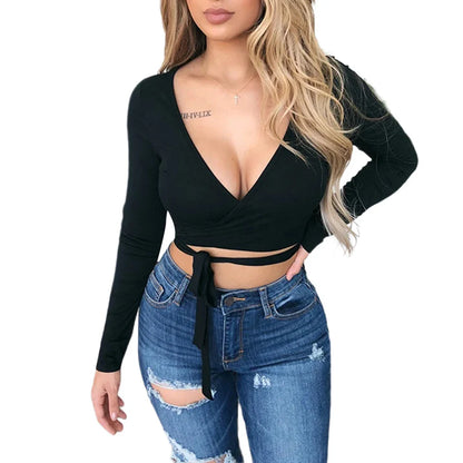 Col v crop top  femme