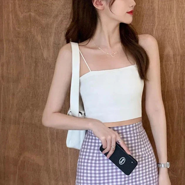 Femme crop top bretelle fine