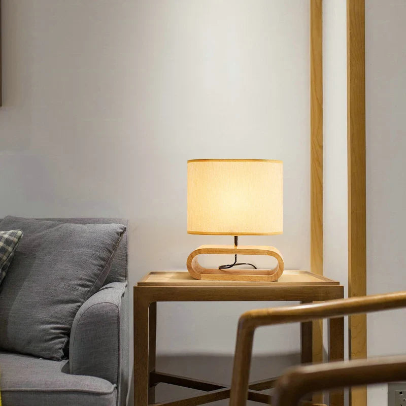 Lampe de chevet en Bois Nordique avec Tissu