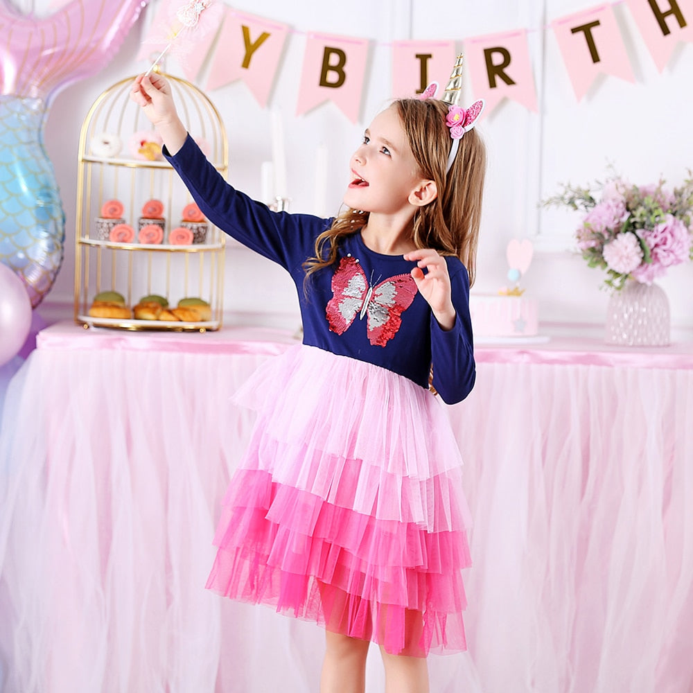 Ma Robe Princesse - Robe Princesse Fille Papillon Sequins