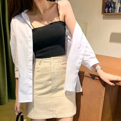 Bretelle fine crop top