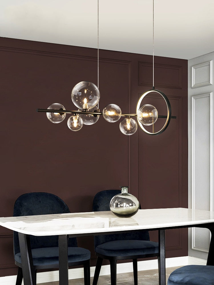 Chandelier Transparent en Verre - Design Unique en Forme de Bulles pour un Intérieur Moderne