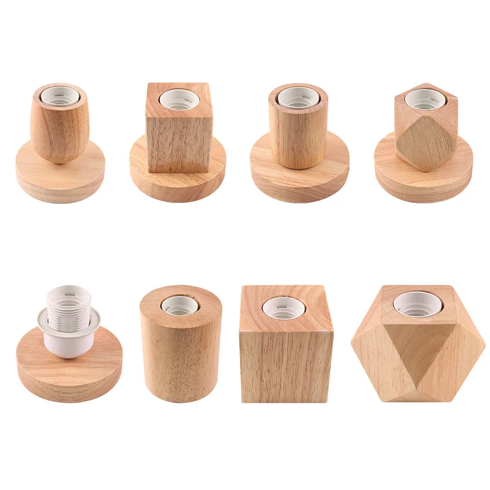 Socle pour Lampe de Chevet Rétro en Bois E27