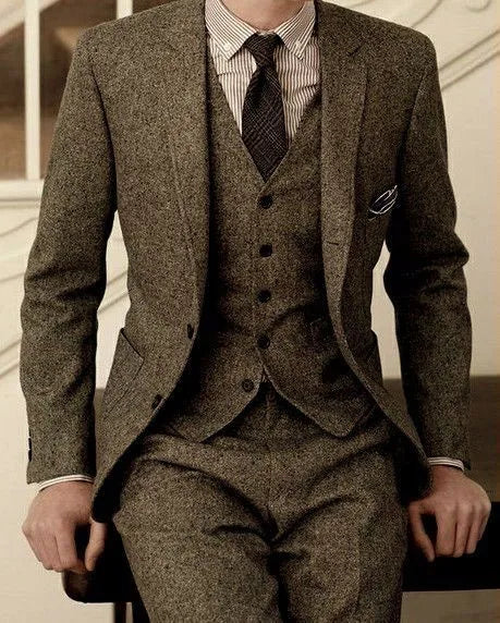 Costume tweed marron