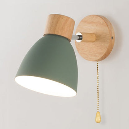 Lampe Murale Scandinave Yadiel en Bois – Applique Design avec Interrupteur à Cordon, Plusieurs Tailles Disponibles