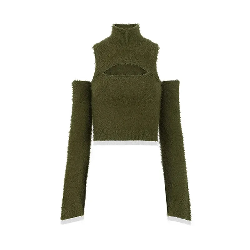 Mohair crop top femme