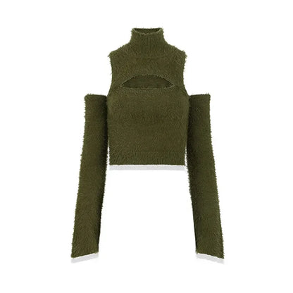 Mohair crop top femme