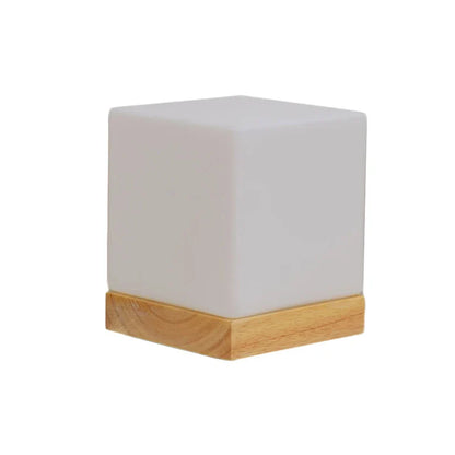 Lampe de Chevet Moderne en Verre et Bois Massif