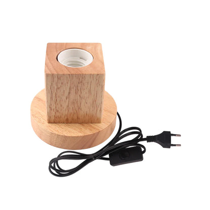 Socle pour Lampe de Chevet Rétro en Bois E27