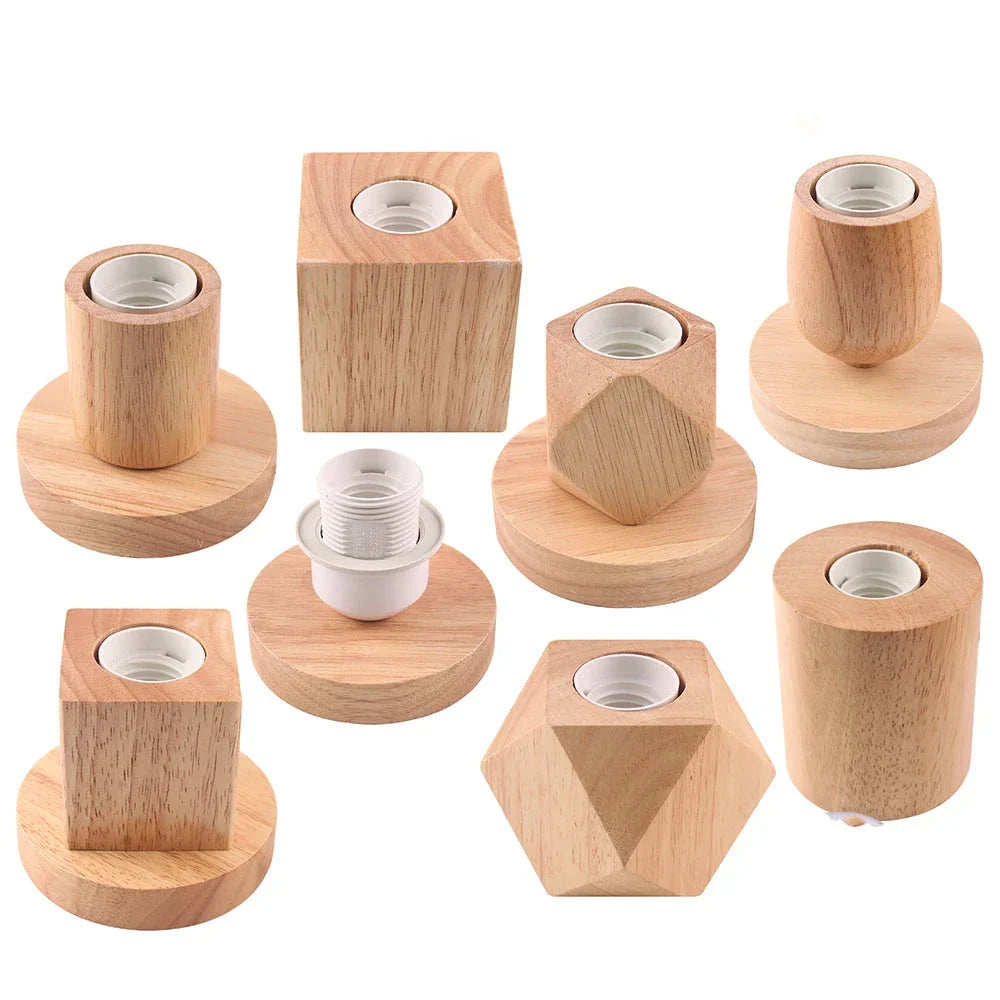 Socle pour Lampe de Chevet Rétro en Bois E27