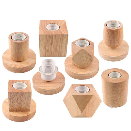 Socle pour Lampe de Chevet Rétro en Bois E27