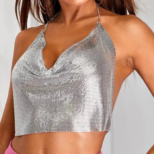 Crop top argenté