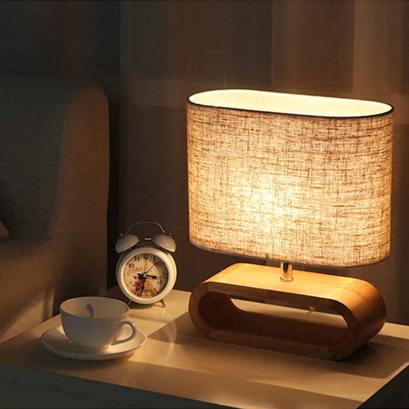 Lampe de chevet en Bois Nordique avec Tissu