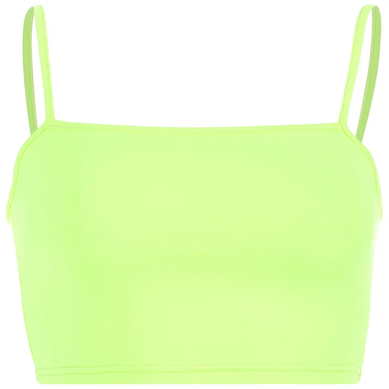 Neon green crop top femme