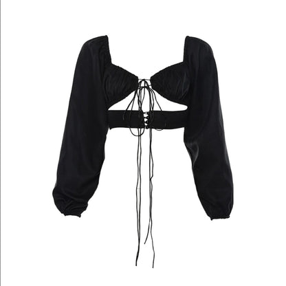 Crop top manche bouffante