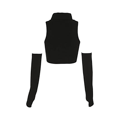 Col roulé noir crop top