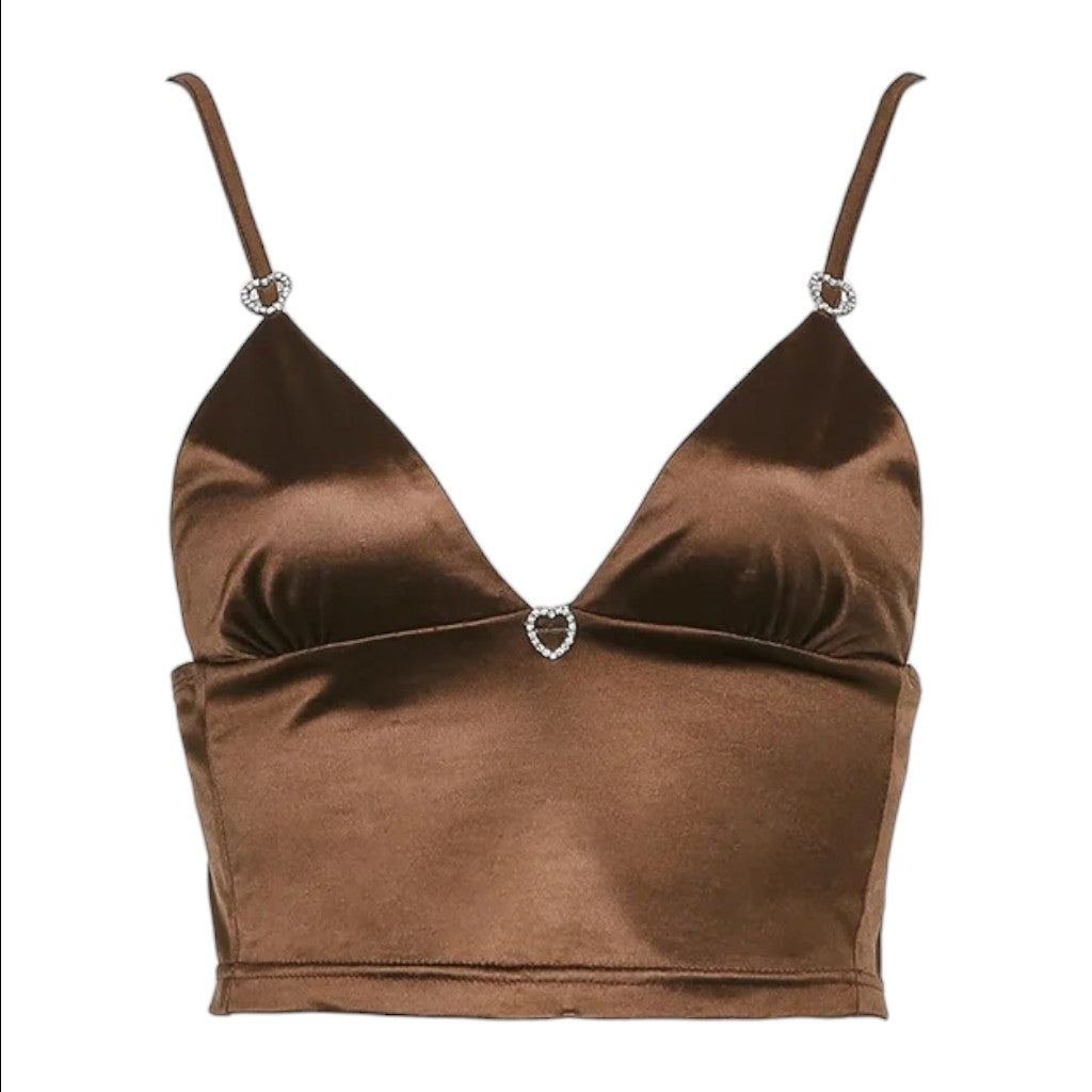 Satin femme crop top