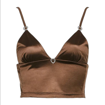 Satin femme crop top