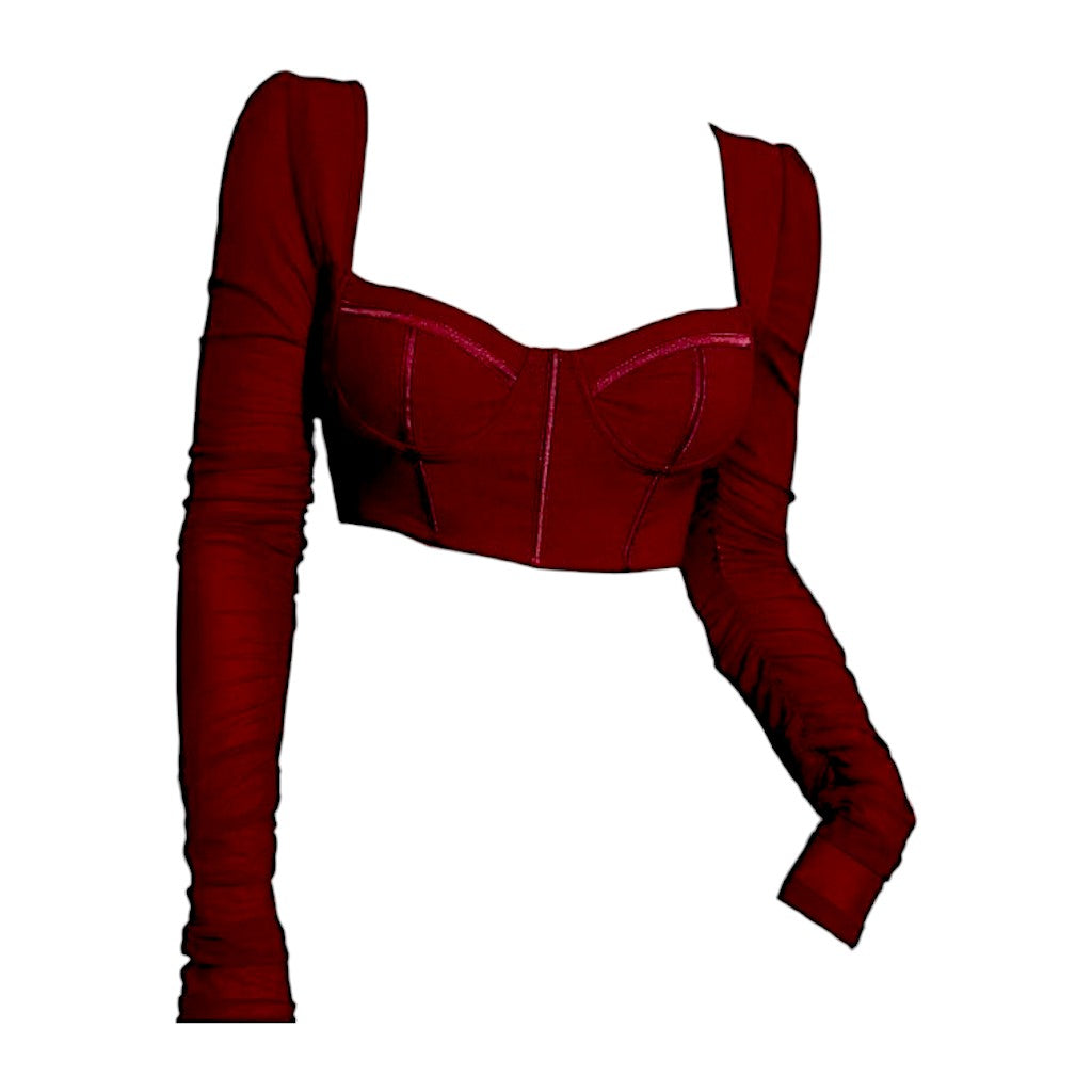 Crop top bandeau rouge femme