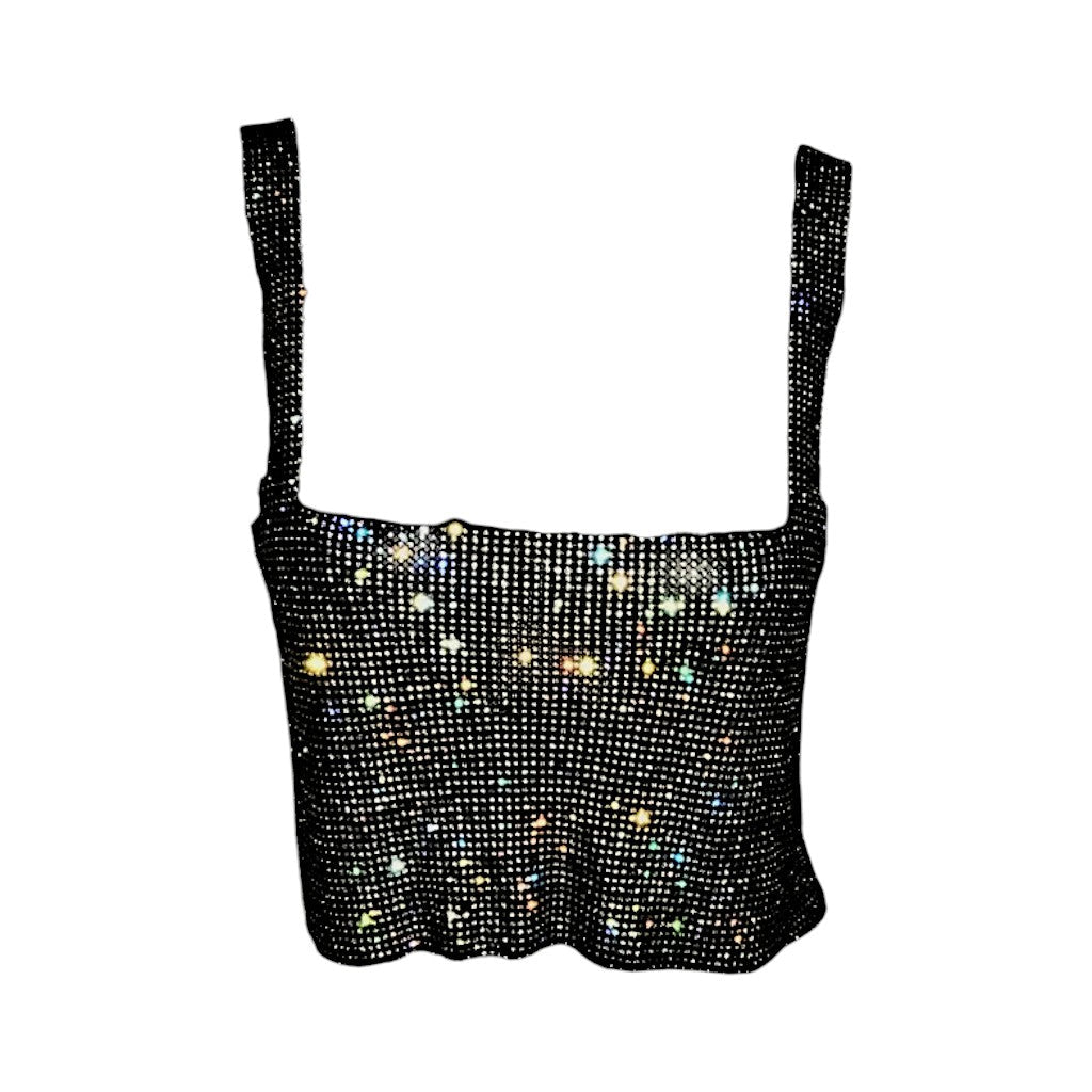 Black sequin crop top femme