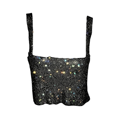 Black sequin crop top femme
