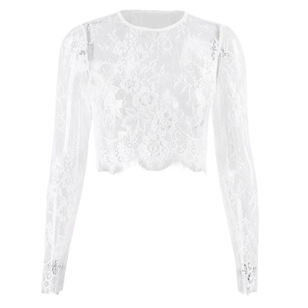Crop top blanc dentelle