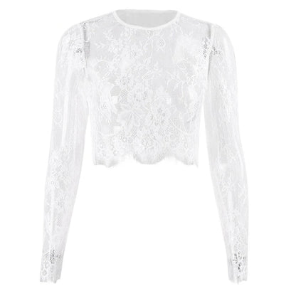 Crop top blanc dentelle
