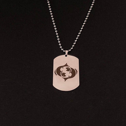 Collier pendentif signe astrologique militaire plat gravé métal - MonPendentif