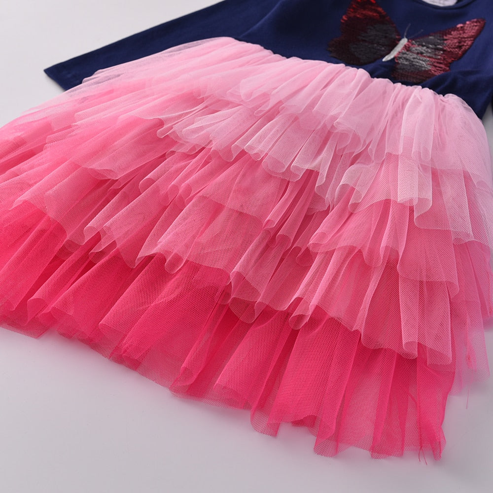 Robe Princesse Fille Papillon Sequins