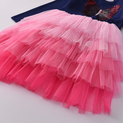 Robe Princesse Fille Papillon Sequins