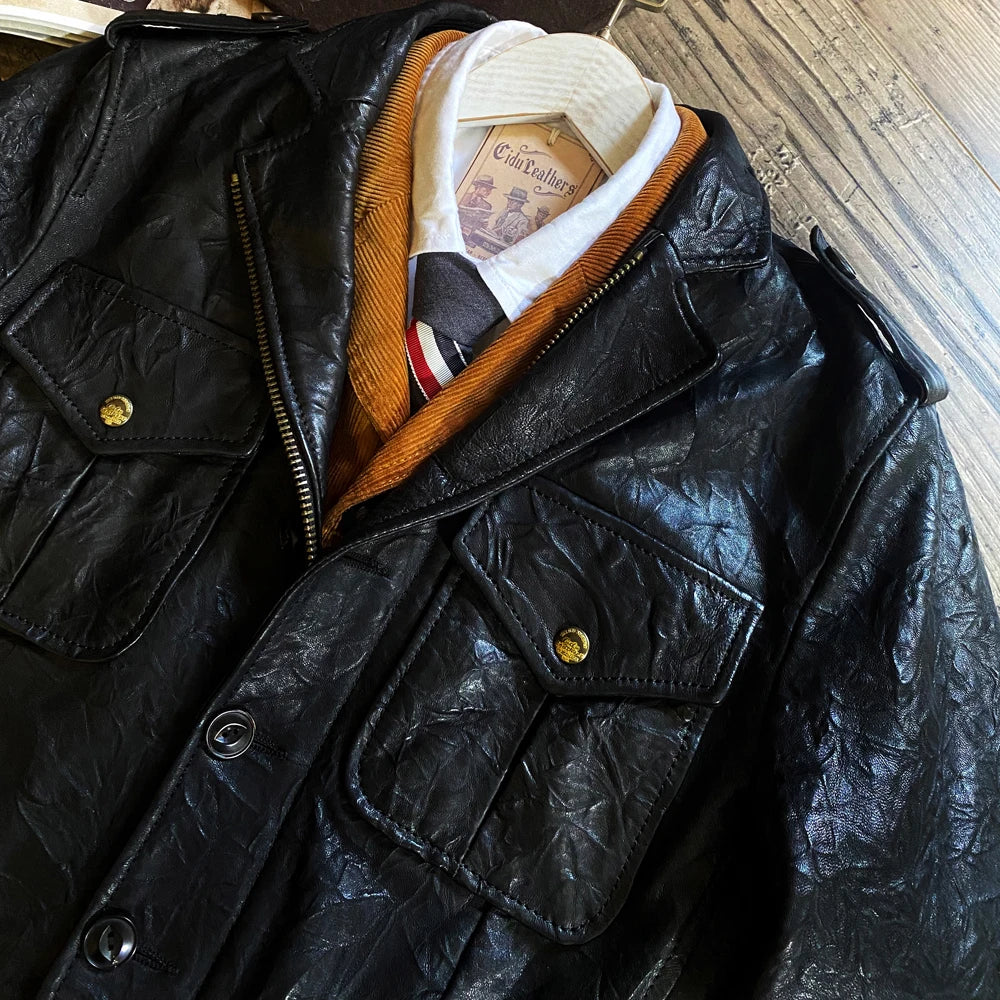 Leather tweed jacket