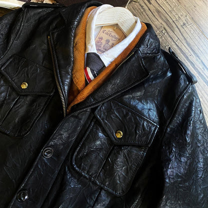 Leather tweed jacket