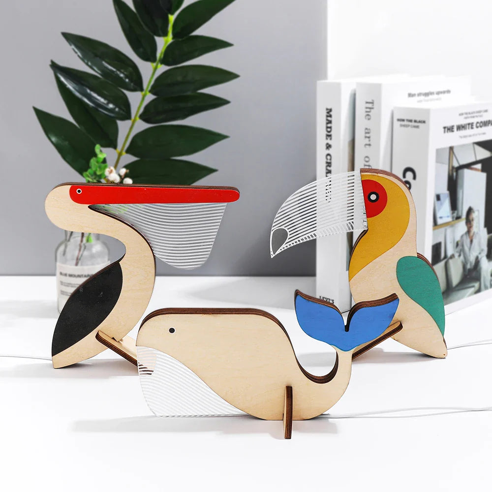 Lampe de Chevet Bois Animaux pour Enfants