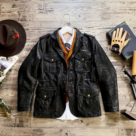 Leather tweed jacket