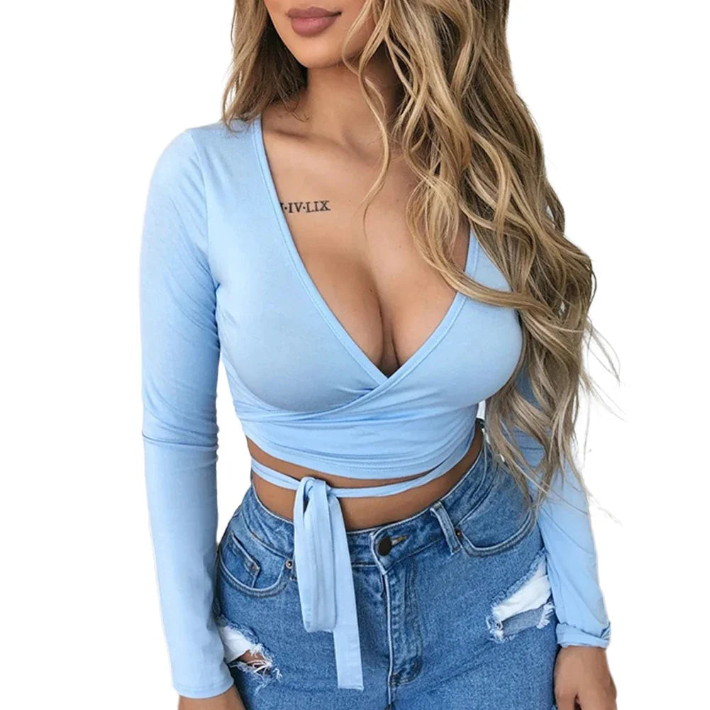Crop top femme col v