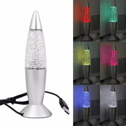Lampe de Chevet Mini Fusée à Lave avec Paillettes LED