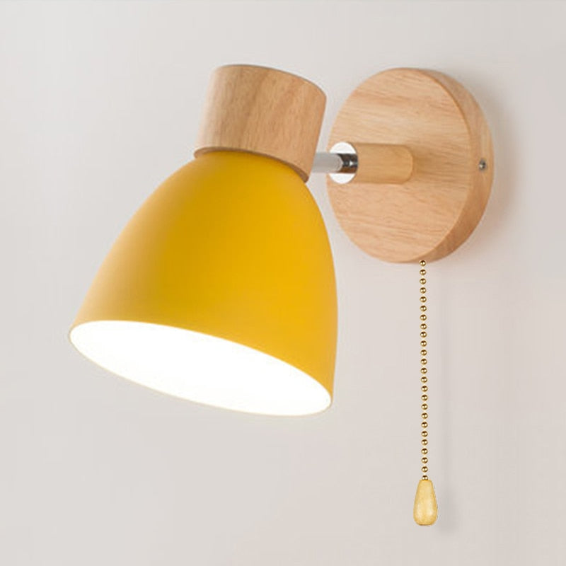 Lampe Murale Scandinave Yadiel en Bois – Applique Design avec Interrupteur à Cordon, Plusieurs Tailles Disponibles