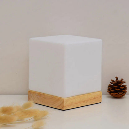 Lampe de Chevet Moderne en Verre et Bois Massif
