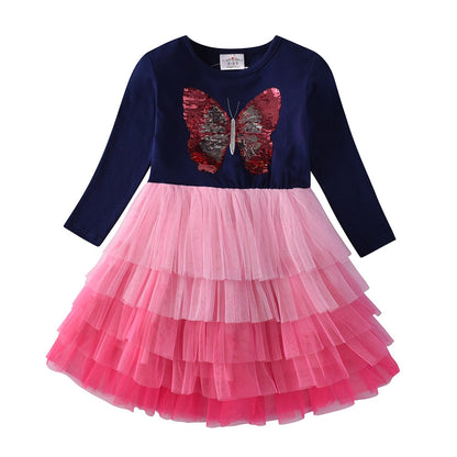 Robe Princesse Fille Papillon Sequins